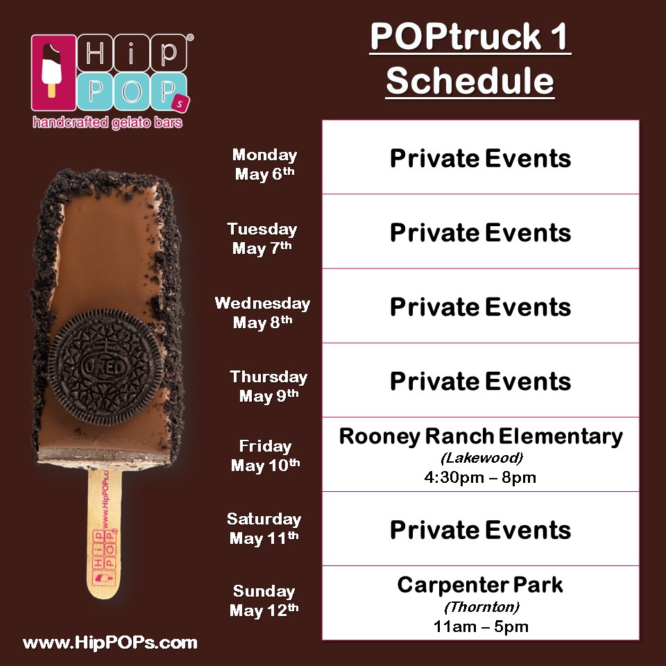 HipPOPs Food Truck/ Dessert Truck Weekly Schedule: POPtruck1