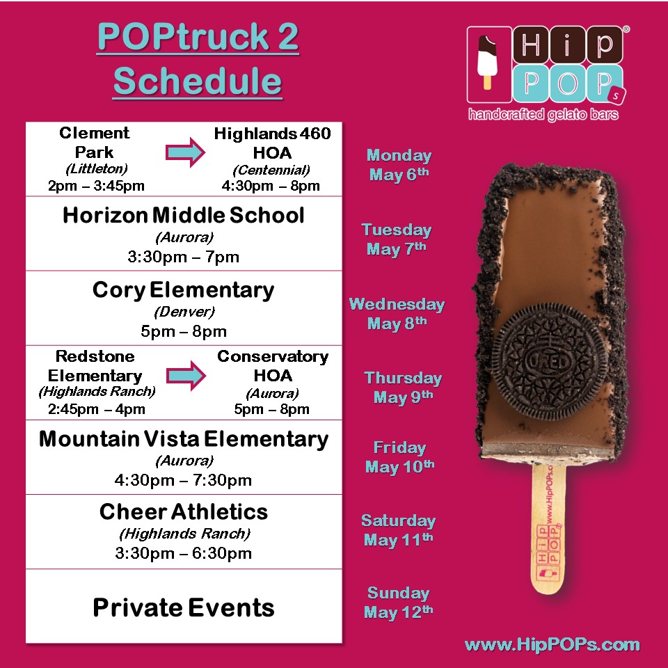 HipPOPs Food Truck/ Dessert Truck Weekly Schedule: POPtruck2