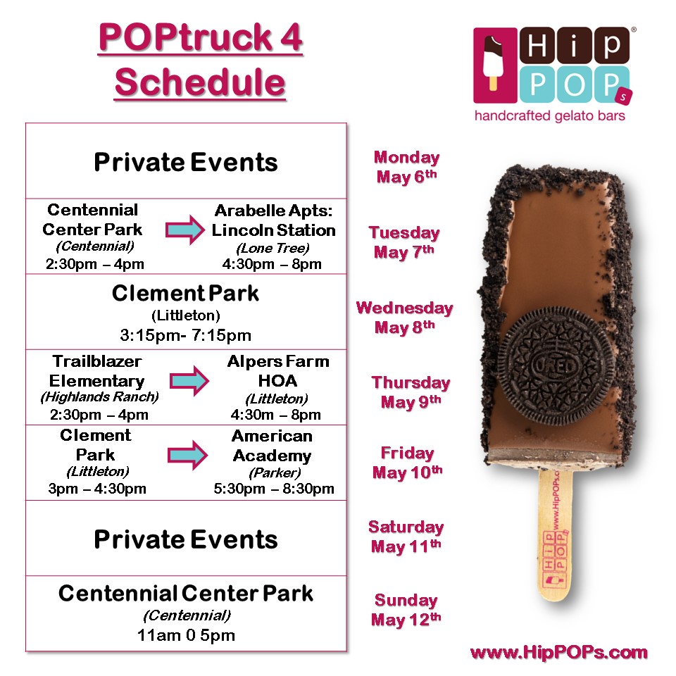 HipPOPs Food Truck/ Dessert Truck Weekly Schedule: POPtruck4