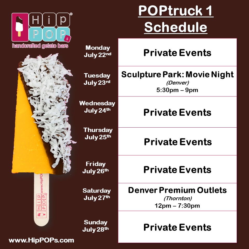 HipPOPs Food Truck/ Dessert Truck Weekly Schedule: POPtruck1