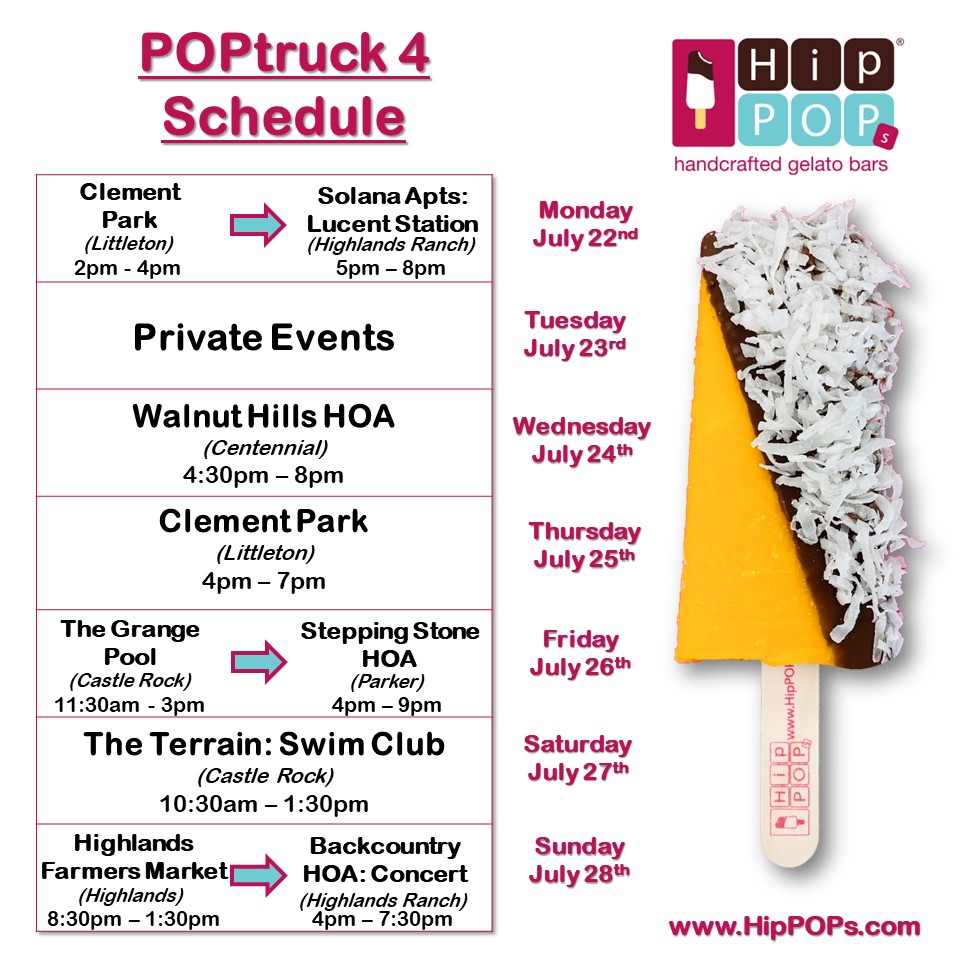 HipPOPs Food Truck/ Dessert Truck Weekly Schedule: POPtruck4
